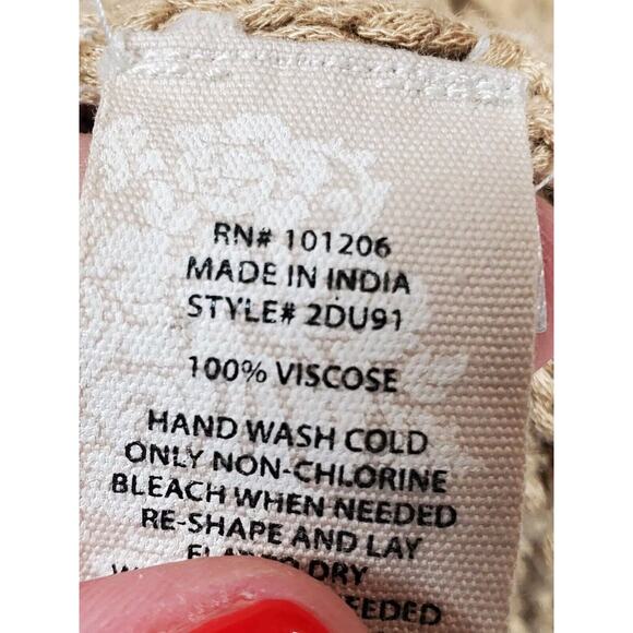 Soft Surroundings Womens Small GALICIA OPEN Knit CROCHET Brown TASSELS Sweater - Picture 8 of 11